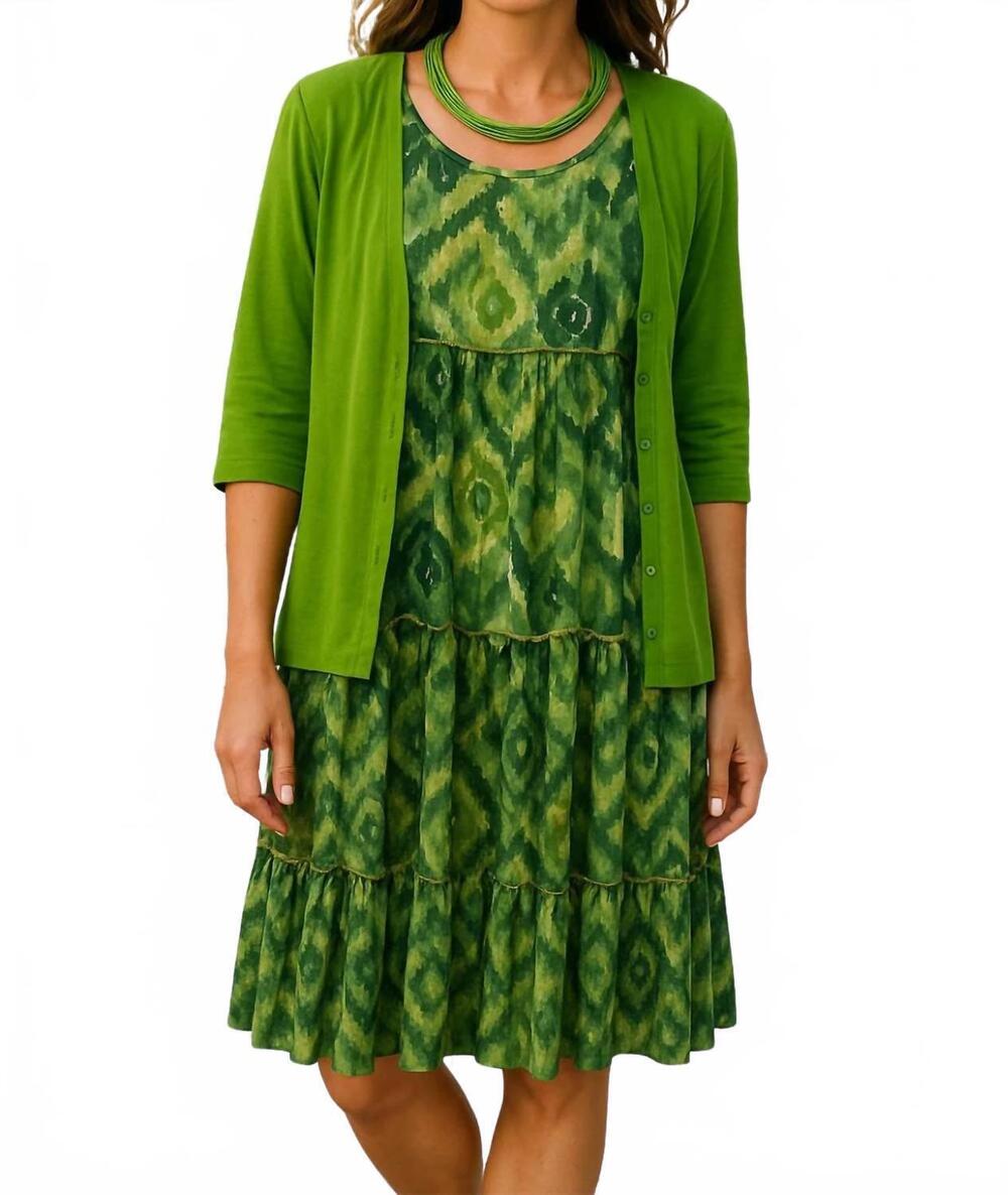 NEW CALYPSO contrast midi dress in lime green chevron print